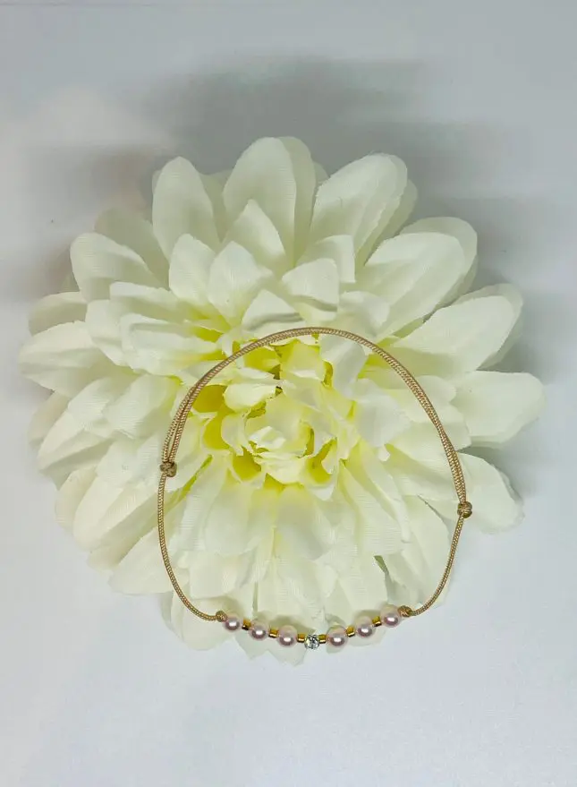 Bratara cu snur, perle roz si cristal swarovsky,margele Miyuki placate cu aur de 24kt
