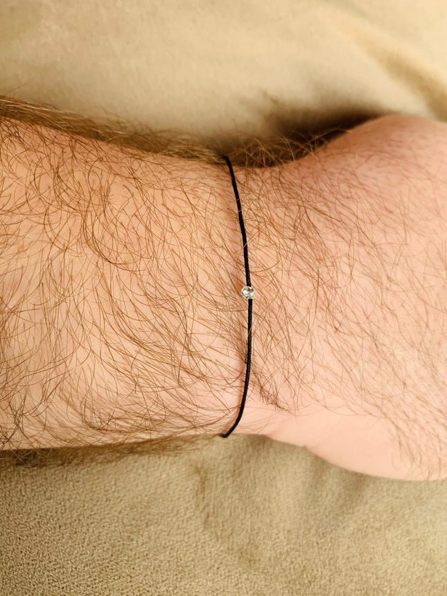 Bratara cu snur reglabil si cristal swarovski pentru el