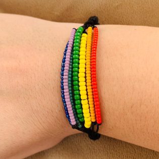 Brățară cu Snur Reglabil 🌈 Totul Va Fi Bine! | Mărgele Miyuki Curcubeu