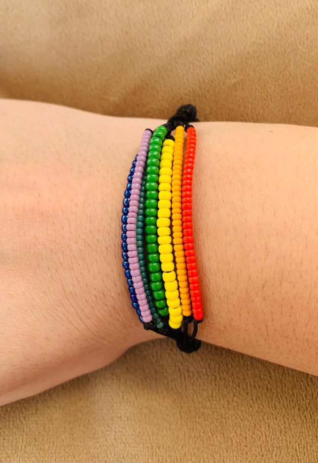 Brățară cu Snur Reglabil 🌈 Totul Va Fi Bine! | Mărgele Miyuki Curcubeu