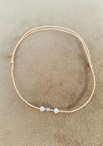 Bratara cu snur reglabil pentru glezna cu cristal swarovski si perle albe swarovsky