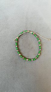 Brățară Handmade cu Pietre Magic Crystal Pecan Plum, Miyuki Verzi și Placate Aur 24K pe Șnur Reglabil