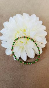 Brățară Handmade cu Pietre Magic Crystal Pecan Plum, Miyuki Verzi și Placate Aur 24K pe Șnur Reglabil
