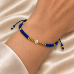 Brățară Handmade Ochiul Magic cu Șnur Reglabil și Pandantiv Placat cu Aur 24K – Protecție și Eleganță