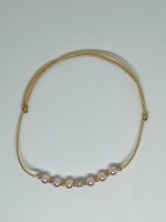 Bratara cu snur, perle roz si cristal swarovsky,margele Miyuki placate cu aur de 24kt Bratara cu snur, perle roz si cristal swarovsky,margele Miyuki placate cu aur de 24kt