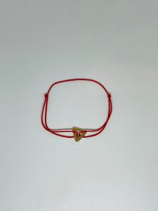 Set 2 Brățări Handmade Cuplu cu Triunghi Auriu – Șnur Negru pentru El, Șnur Roșu pentru Ea