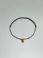 Bratara reglabila cu pandant trifoi, din alama placata cu aur