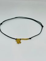 Bratara reglabila cu pandant trifoi, din alama placata cu aur