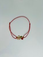 Bratara cu snur reglabila ghiocel si buburuza, din alama placata cu aur