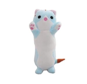 Jucarie de plus, Pisica, tip breloc, blue/alb, 16 cm