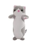 Jucarie de plus, Pisica, tip breloc, gri/alb, 16 cm