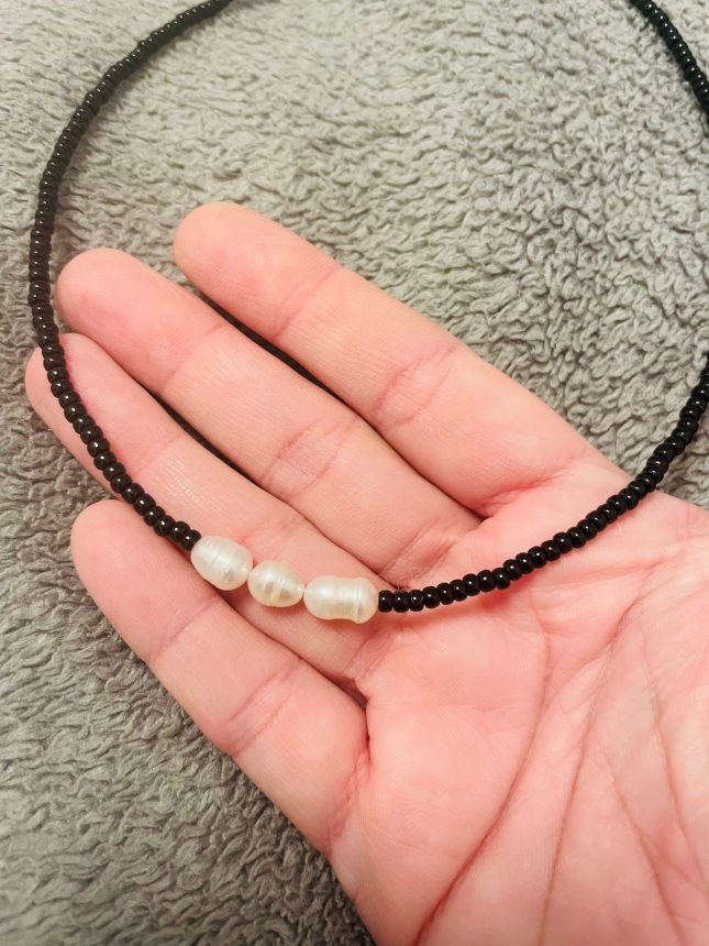 Colier Elegant cu Mărgele Negre Miuky și Perle cultura - Ediție Limitată