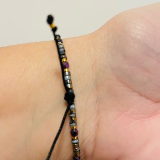 Brățară Reglabilă Cu Mărgele Metalizate Și Detalii Aurii Miyuki
