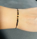 Brățară reglabilă pe șnur negru cu mesaj în cod Morse: Binecuvântare