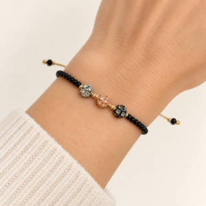 Brățară Handmade pentru Ea cu Miyuki Negre și Inchizătoare Placată