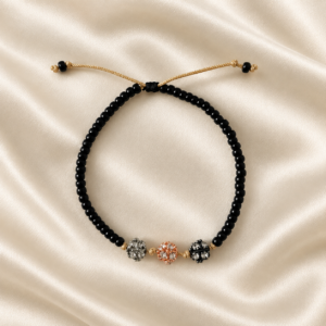 Brățară Handmade pentru Ea cu Miyuki Negre și Inchizătoare Placată