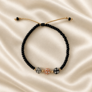 Brățară Handmade Pentru Ea Cu Miyuki Negre Și Inchizătoare Placată