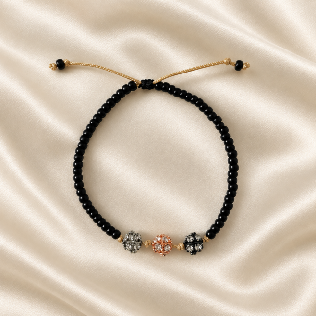 Brățară Handmade pentru Ea cu Miyuki Negre și Inchizătoare Placată