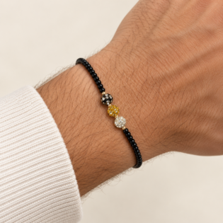 Brățară Handmade Pentru El Cu Miyuki Negre Și Inchizătoare Placată