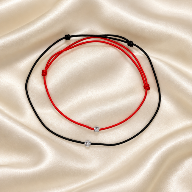 Set 2 Brățări pentru Cupluri cu Șnur Reglabil și Cristal Swarovski Autentic – Cadou Romantic Handmade