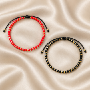 Set 2 Brățări Handmade Pentru Cupluri Cu Mărgele Miyuki Placate Aur 24K Pe Șnur Reglabil