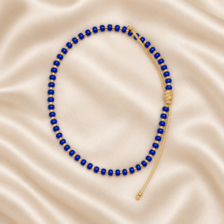Brățară Handmade Cu Mărgele Miyuki Albastre Placate Cu Aur 24K Pe Șnur Reglabil – Seninătate Și Rafinament