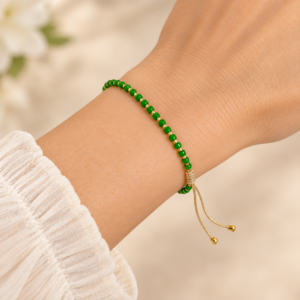 Brățară Handmade cu Mărgele Miyuki Verzi Placate cu Aur 24K pe Șnur Reglabil – Natură și Lux