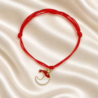 Brățară Handmade Cu Charm Semilună Aurie Pe Șnur Roșu Reglabil – Feminitate Și Mister