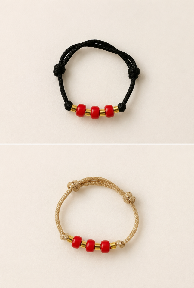 Inel Handmade cu Șnur Reglabil și Mărgele Miyuki Roșii Placate cu Aur 24K – Pasiune la Deget