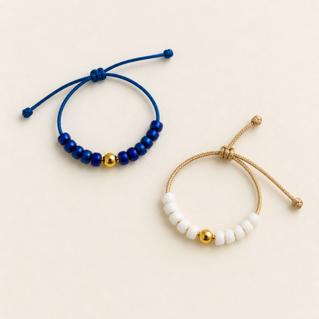 Set 2 Inele Handmade „Glamour" cu Bile Aurite Strălucitoare – Elegantă Maximă