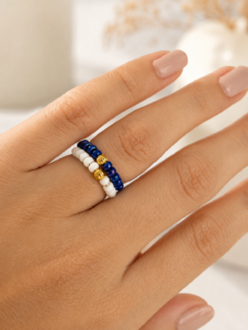 Set 2 Inele Handmade „Glamour" cu Bile Aurite Strălucitoare – Elegantă Maximă