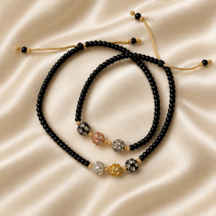 Set 2 Brățări Handmade Pentru Cuplu Cu Miyuki Negre Și Inchizătoare Placată – Premium